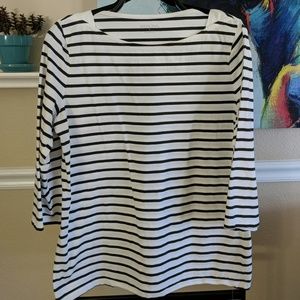 Boatneck black/white stripe top